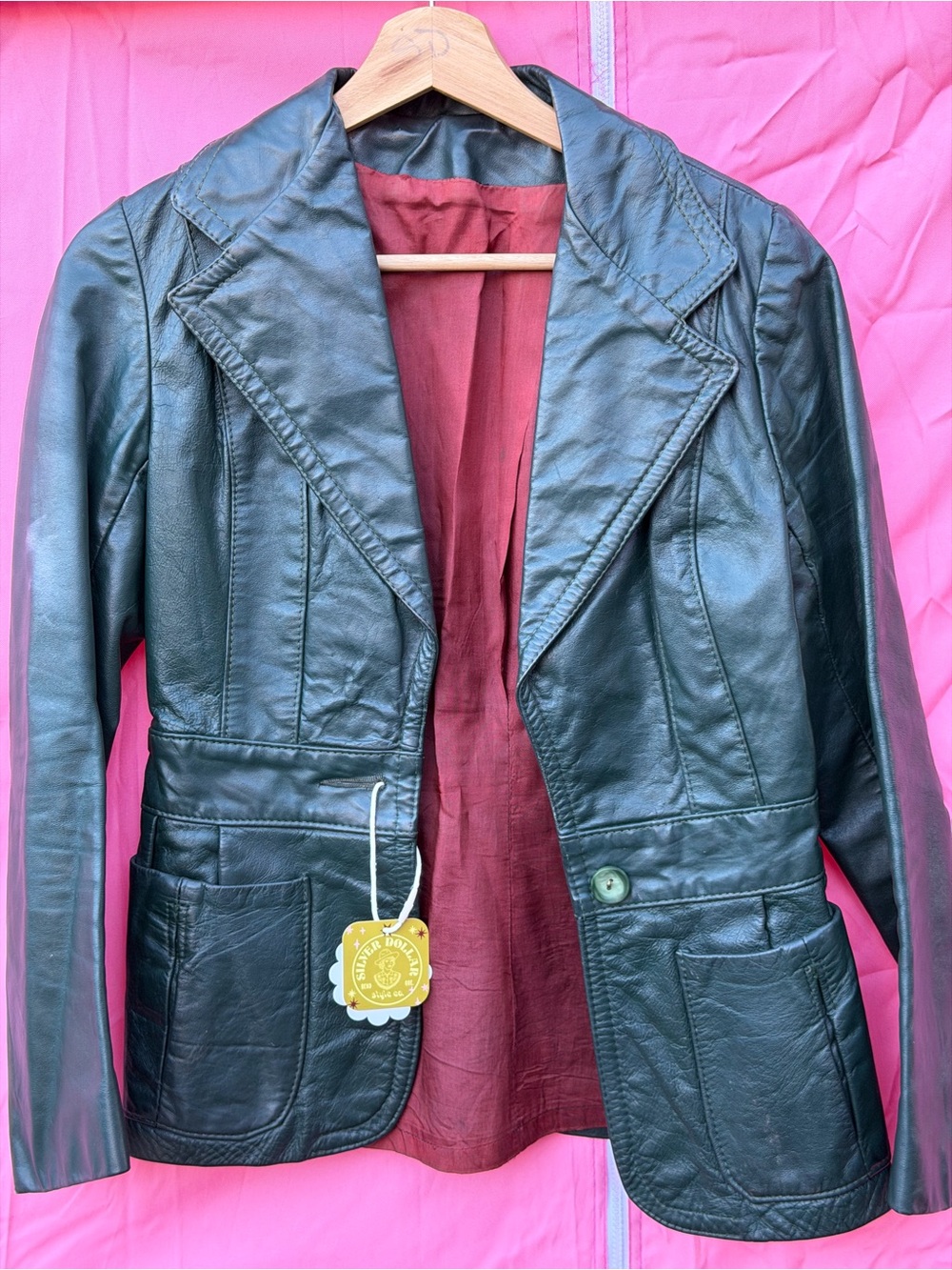 Black Leather Women’s Blazer Jacket - Classic Tailored Style